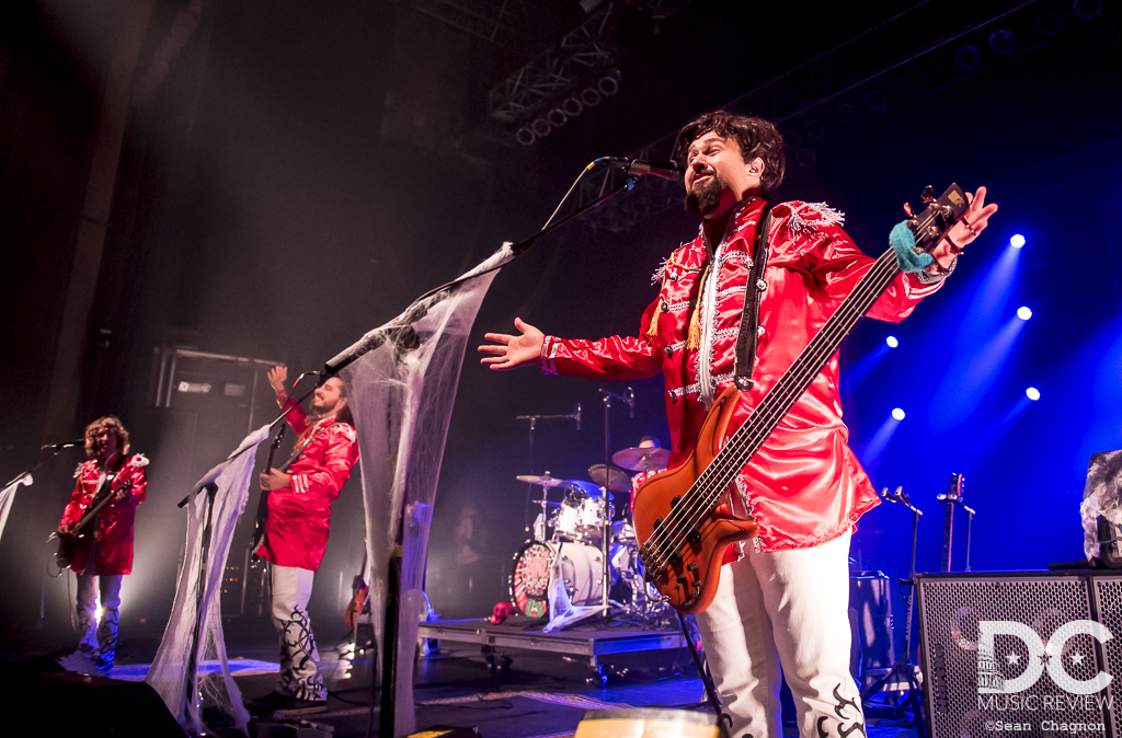 Ben Carrey of Pigeons Playing Ping Pong lead the crowd in singing Happy Birthday to Greg Ormont