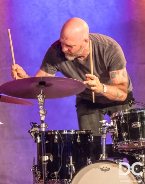 David King delicately playing his cymbal to get the precise sound he wants