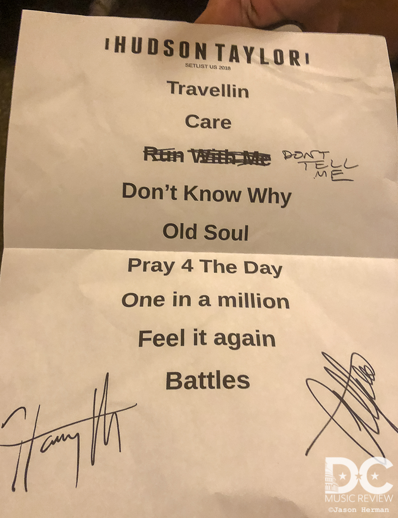 Hudson Taylor Setlist from The Lincoln Theatre
