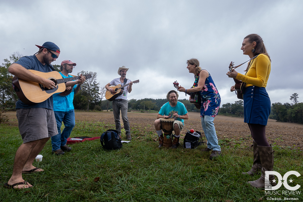 Buskers, featuring Caleb Stine, awaited music lovers at the entrance to The Ramble Festival